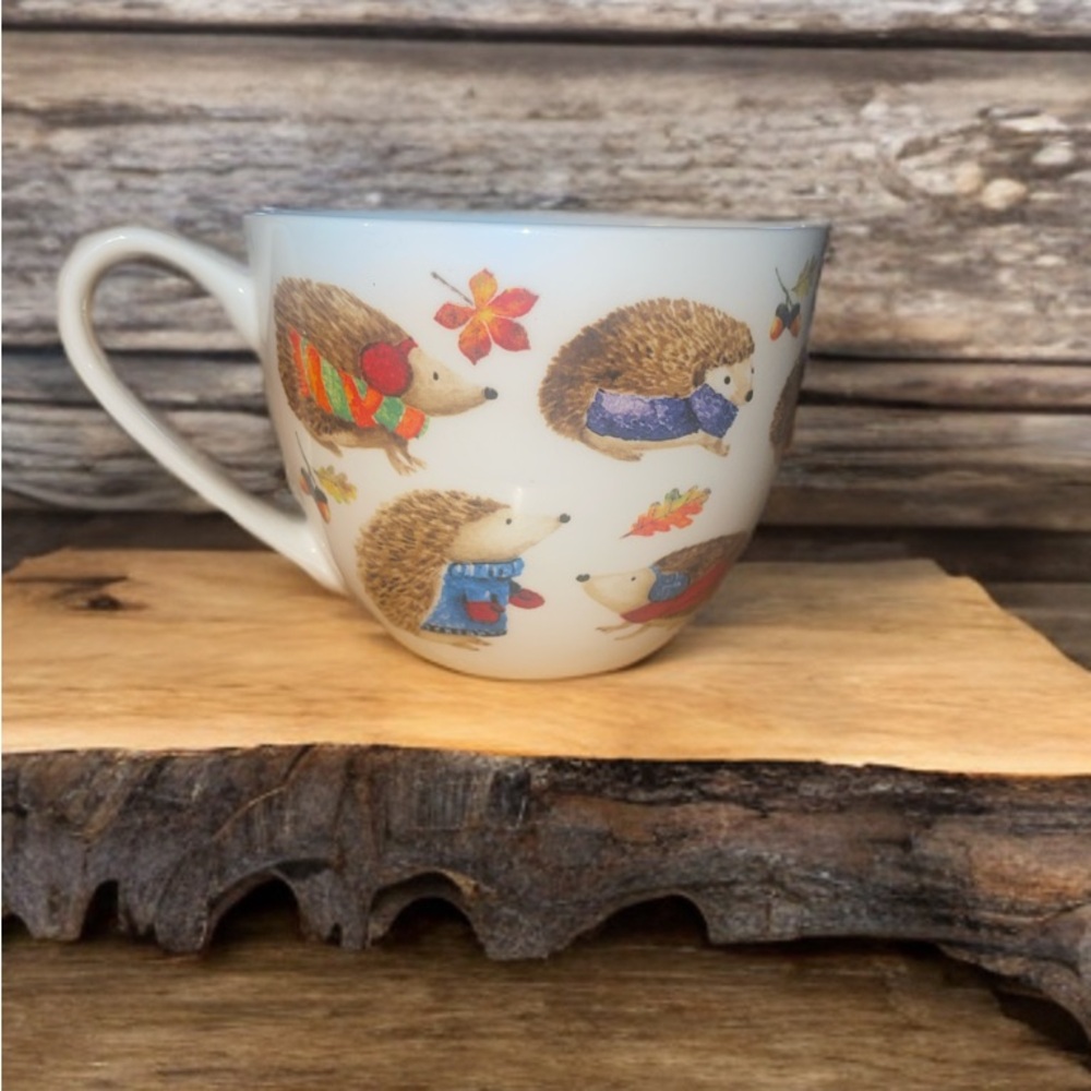 Hedgehog Patterned Mug by Harvest Green Studios. 14 oz